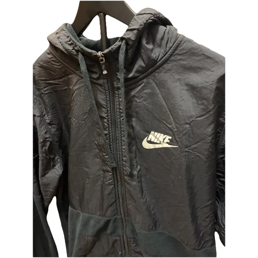 Nike Full Zip Hoodie Jacket Men’s Large Black Windbreaker Fleece Hybrid Swoosh - Picture 3 of 10